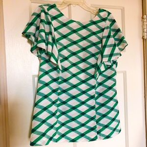 Banana Republic green and white blouse